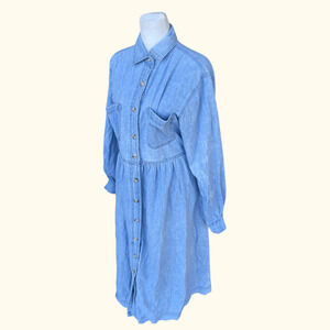 Fads Denim Shirt Dress | Light Blue Cotton | Size M | Vintage 90s